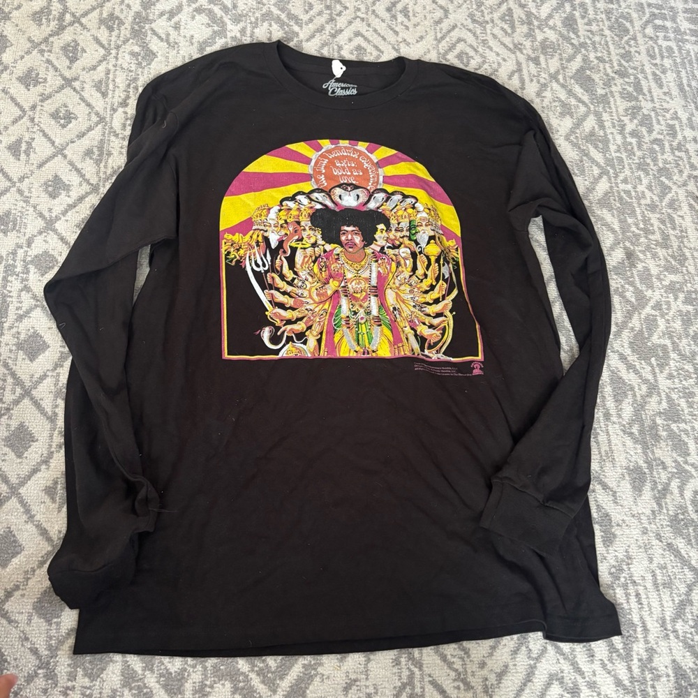 Jimi Hendrix Black Long Sleeve Graphic T-Shirt